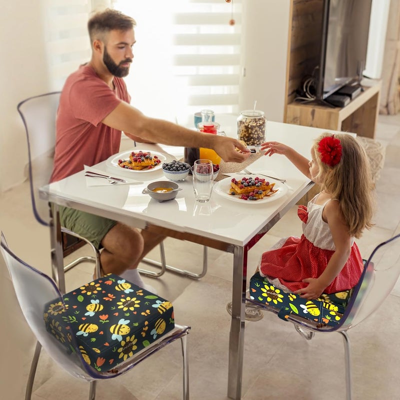 Funcority Toddler Booster Seat for Dining Table, Portable Booster Seat for Kitchen Chair, 4 Inch High-Density Foam Cushion with Adjustable Safety Straps and Non-Slip Bottom, Perfect for Kids Travel and Daily - Image 2